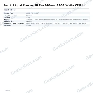 Arctic Liquid Freezer III Pro 240mm ARGB White CPU Liquid Cooler