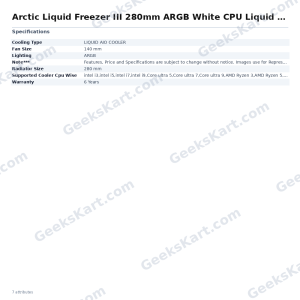 Arctic Liquid Freezer III 280mm ARGB White CPU Liquid Cooler