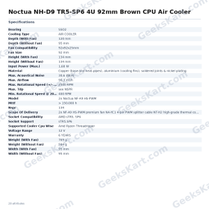 Noctua NH-D9 TR5-SP6 4U 92mm Brown CPU Air Cooler