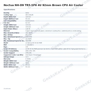 Noctua NH-D9 TR5-SP6 4U 92mm Brown CPU Air Cooler