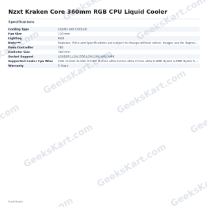 Nzxt Kraken Core 360mm RGB CPU Liquid Cooler