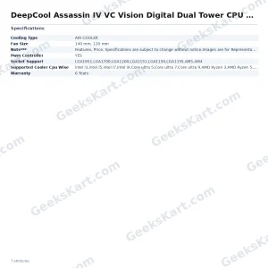 DeepCool Assassin IV VC Vision Digital Dual Tower CPU Air Cooler