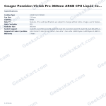 Cougar Poseidon Vistek Pro 360mm ARGB CPU Liquid Cooler with LCD Display