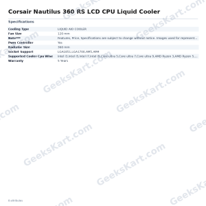 Corsair Nautilus 360 RS LCD CPU Liquid Cooler