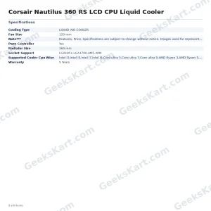 Corsair Nautilus 360 RS LCD CPU Liquid Cooler