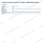 Cougar Poseidon Vistek Pro 360mm ARGB White CPU Liquid Cooler with LCD Display
