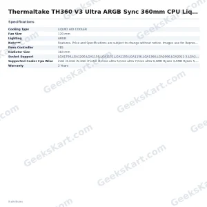 Thermaltake TH360 V3 Ultra ARGB Sync 360mm CPU Liquid Cooler