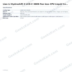 Lian Li Hydroshift II LCD-C 360N Fan less CPU Liquid Cooler