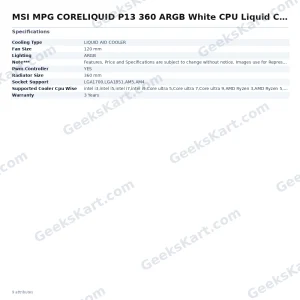 MSI MPG CORELIQUID P13 360 ARGB White CPU Liquid Cooler