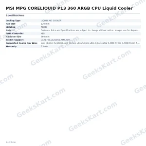 MSI MPG CORELIQUID P13 360 ARGB CPU Liquid Cooler