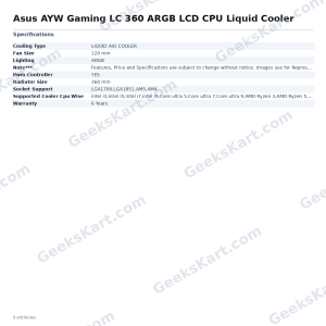 Asus AYW Gaming LC 360 ARGB LCD CPU Liquid Cooler