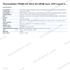 Thermaltake TH360 V2 Ultra EX ARGB Sync CPU Liquid Cooler (Black)