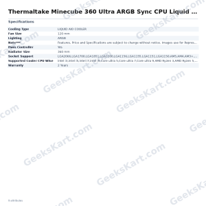 Thermaltake Minecube 360 Ultra ARGB Sync CPU Liquid Cooler