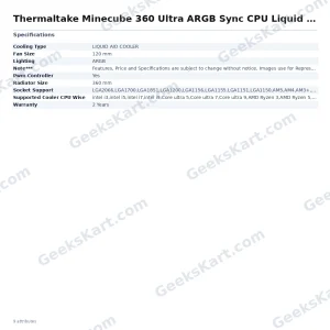 Thermaltake Minecube 360 Ultra ARGB Sync CPU Liquid Cooler