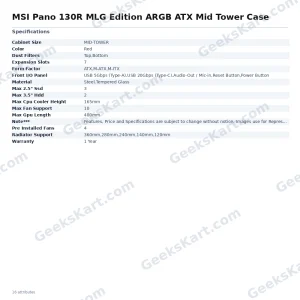 MSI Pano 130R MLG Edition ARGB ATX Mid Tower Case