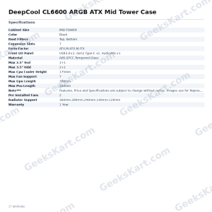 DeepCool CL6600 ARGB ATX Mid Tower Case