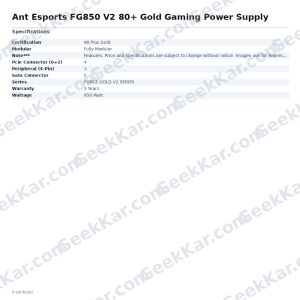 Ant Esports FG850 V2 80+ Gold Gaming Power Supply