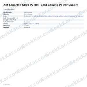 Ant Esports FG850 V2 80+ Gold Gaming Power Supply
