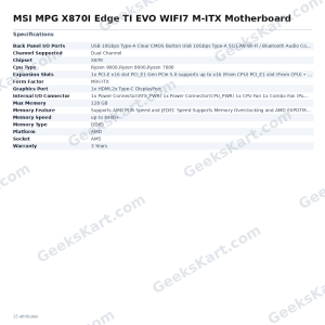 MSI MPG X870I Edge TI EVO WIFI7 M-ITX Motherboard