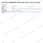 MSI MAG COREFROZR AA13 ARGB 120mm CPU Air Cooler