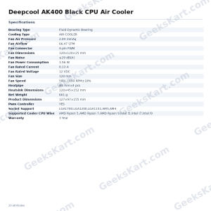 Deepcool AK400 Black CPU Air Cooler