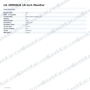 L G LG 19M38LB 19 Inch Monitor