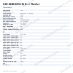 AOC 22B30HM2 22 Inch Monitor