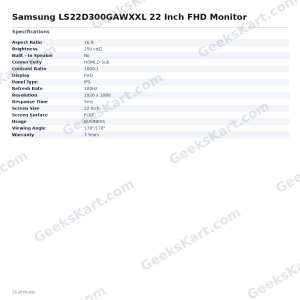 Samsung LS22D300GAWXXL 22 Inch FHD Monitor