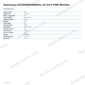 Samsung LS22D300GAWXXL 22 Inch FHD Monitor