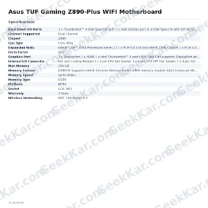 Asus TUF Gaming Z890-Plus WIFI Motherboard