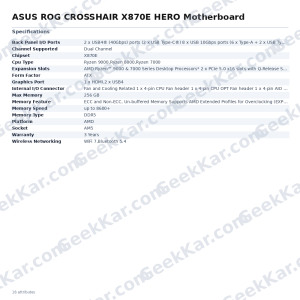 Asus ROG Crosshair X870E Hero ATX Motherboard