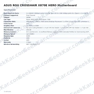 Asus ROG Crosshair X870E Hero ATX Motherboard