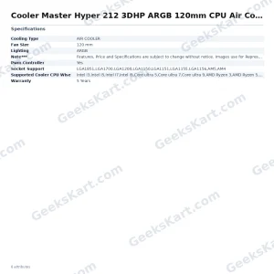 Cooler Master Hyper 212 3DHP ARGB 120mm CPU Air Cooler