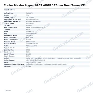 Cooler Master Hyper 620S ARGB 120mm Dual Tower CPU Air Cooler