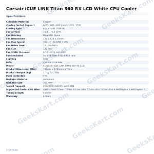 Corsair iCUE LINK Titan 360 RX LCD White CPU Cooler