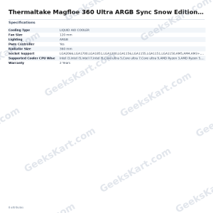 Thermaltake Magfloe 360 Ultra ARGB Sync Snow Edition CPU Liquid Cooler