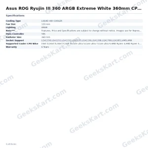Asus ROG Ryujin III 360 ARGB Extreme White 360mm CPU Liquid Cooler