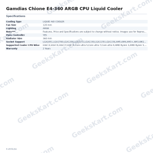 Gamdias Chione E4-360 ARGB CPU Liquid Cooler