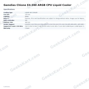 Gamdias Chione E4-360 ARGB CPU Liquid Cooler