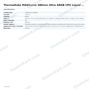 Thermaltake MAGCurve 360mm Ultra ARGB CPU Liquid Cooler with LCD Display