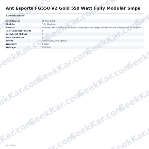 Ant Esports FG550 V2 Gold 550 Watt Fully Modular Smps