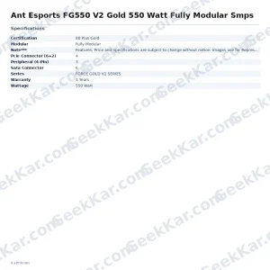 Ant Esports FG550 V2 Gold 550 Watt Fully Modular Smps