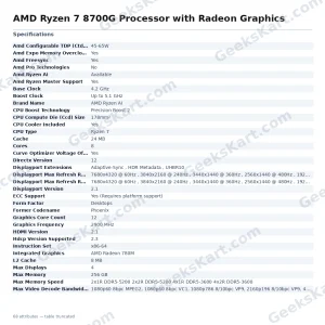 AMD Ryzen 7 8700G Processor with Radeon Graphics