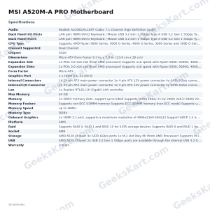 MSI A520M-A PRO Motherboard
