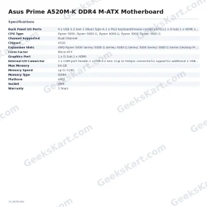 Asus Prime A520M-K DDR4 M-ATX Motherboard