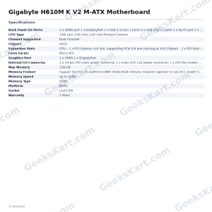 Gigabyte H610M K V2 M-ATX Motherboard