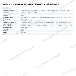 ASRock H610M-X D5 Gen5 M-ATX Motherboard