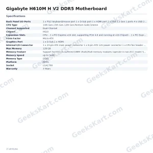 Gigabyte H610M H V2 DDR5 Motherboard
