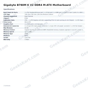Gigabyte B760M K V2 DDR4 M-ATX Motherboard