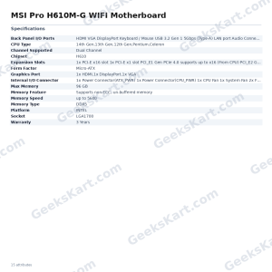 MSI Pro H610M-G WIFI Motherboard